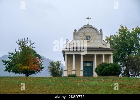 Cataldo Mission, an old Jesuit mission church in the Idaho Panhandle, oldest building in Idaho Stock Photo