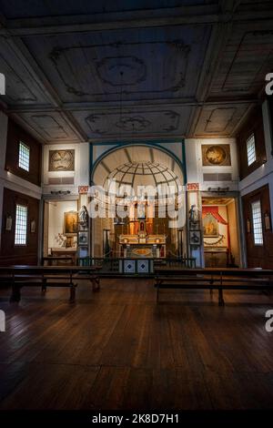 Cataldo Mission, an old Jesuit mission church in the Idaho Panhandle, oldest building in Idaho Stock Photo