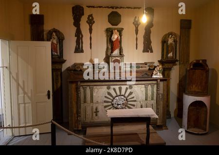 Cataldo Mission, an old Jesuit mission church in the Idaho Panhandle, oldest building in Idaho Stock Photo