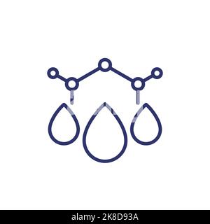 nano particles line icon with drops Stock Vector