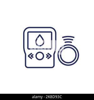 continuous glucose monitor line icon on white Stock Vector