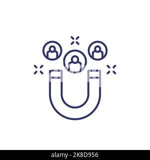 customer retention, attraction icon with a magnet Stock Vector