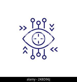 eye tracking, tracker line icon on white Stock Vector
