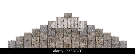 brick stone pyramid staircase, isolated on white Stock Photo