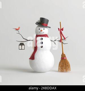 3d illustration of snowman happy christmas isolated on white background Stock Photo