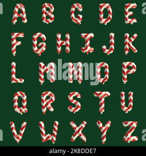 3d illustration of alphabet balloons in merry christmas style isolated on background Stock Photo
