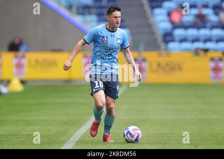 Sydney, Australia. 23rd Oct, 2022. Joe Lolley of Sydney FC looks to pass during the Australia A League match between Sydney FC and Adelaide United at Allianz Stadium, Sydney, Australia on 23 October 2022. Photo by Peter Dovgan. Editorial use only, license required for commercial use. No use in betting, games or a single club/league/player publications. Credit: UK Sports Pics Ltd/Alamy Live News Stock Photo