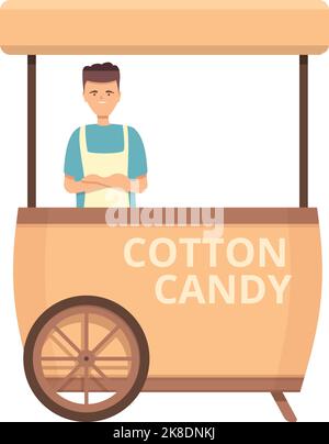 Fresh cotton candy icon cartoon vector. Cart food. Street truck Stock Vector
