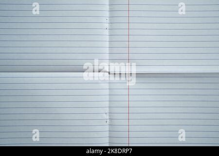 Lined white paper folded in four fraction background Stock Photo