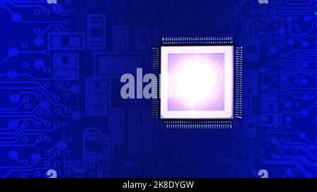 Computer chip on a printed circuit board Stock Photo