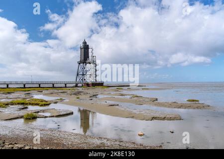 Obereversand Lighthouse on the Wadden Sea, Dorum-Neufeld, Wurster North Sea Coast, North Sea Coast, Land Wursten, Lower Saxony, Germany Stock Photo