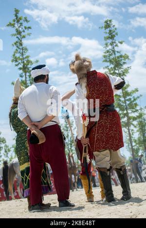 Man wearing traditional turkish hat in the view Stock Photo