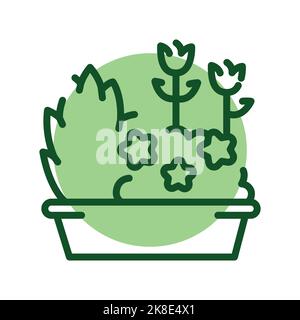 Flower bed color line icon. Garden service. Stock Vector