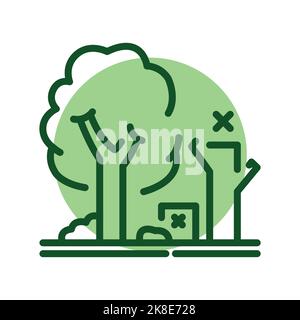 Tree removal color line icon. Garden service. Stock Vector