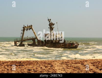 Zeila Shipwreck which run aground in 2004 on the skeleton coast in Namibia Stock Photo