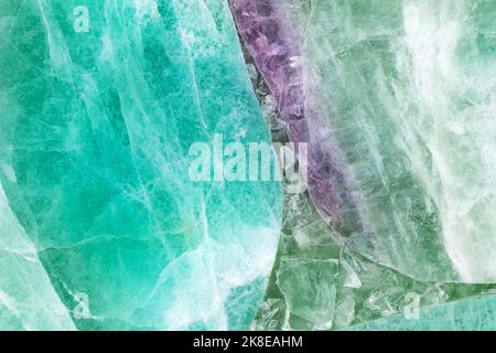 Green Fluorite. Stone slab material for interior, exterior design decoration, ceramic wall, floor digital tiles. Semiprecious texture, gemstone Stock Photo
