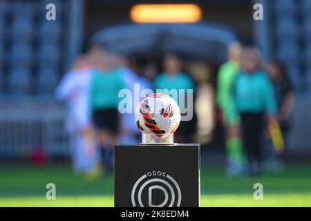 Eskilstuna, Sweden. 23rd Oct, 2022. Eskilstuna, Sweden, October 23rd 2022: The match ball ahead of the game in the Swedish League OBOS Damallsvenskan on October 23rd 2022 between Eskilstuna United DFF and Umea IK FF at Tunavallen in Eskilstuna, Sweden (Peter Sonander/SPP) Credit: SPP Sport Press Photo. /Alamy Live News Stock Photo