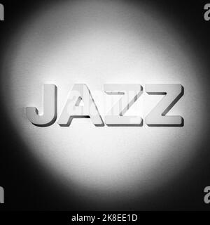 Jazz - Word by white moulded letters in bright spot light. Black and white image Stock Photo