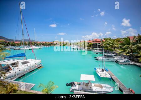 Eden Island, a private and residential resort on Mahe, Seychelles Stock Photo
