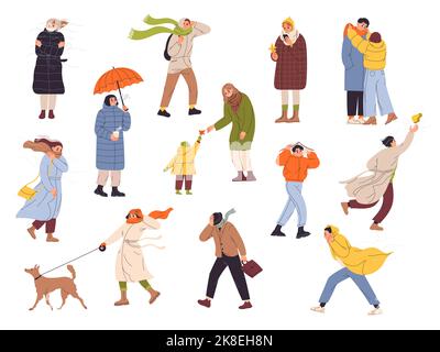 Free Vector, People wearing winter clothes
