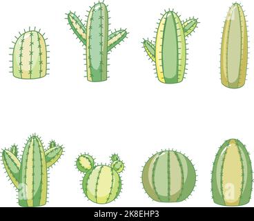 Line Art Style Cactus or Cacti Illustration Collection for Logos and ...