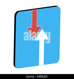 Sign road 3d, priority traffic oncoming vehicles priority arrow Stock Vector