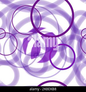 Geometric abstract seamless pattern random arranged lilac rings on white background.Round shapes halftone rings wallpaper with layering effect.For sta Stock Photo