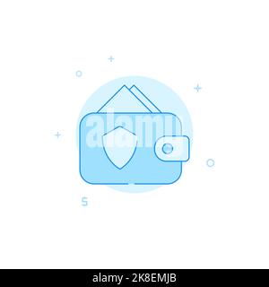Secure payment vector icon. Flat illustration. Filled line style. Blue monochrome design. Editable stroke. Adjust line weight. Stock Vector