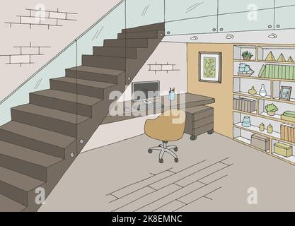 Office graphic color interior sketch illustration vector Stock Vector