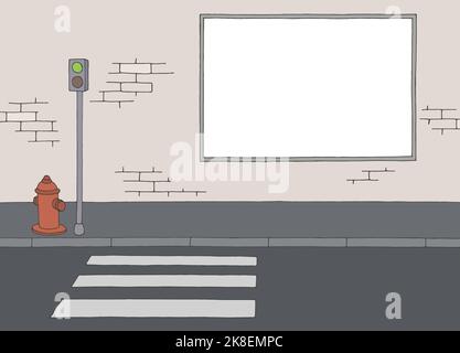 Street billboard graphic color city road sketch illustration vector Stock Vector