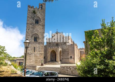 Erice, Sicily, Italy - July 10, 2020: Stock Photo