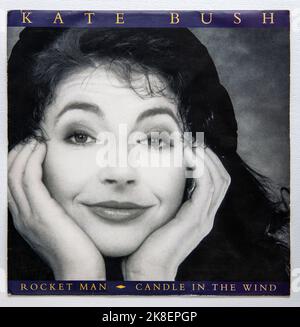 Picture sleeve of the 12 inch single version of Rocket Man, a cover of the Elton John hit by Kate Bush, which was released in 1991 Stock Photo