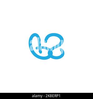 letter b2 curves lines simple linked logo vector Stock Vector