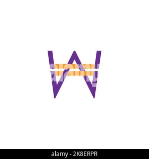 letter w stripes colorful line simple logo vector Stock Vector