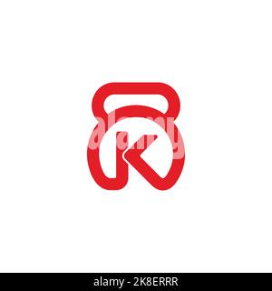 kettlebell letter k arrow geometric red logo vector Stock Vector
