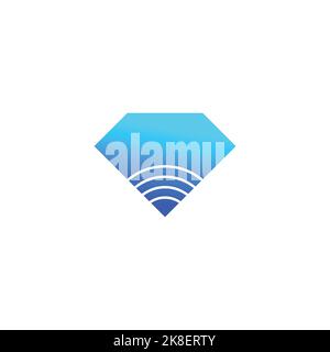 stripes gradient blue diamond logo vector Stock Vector