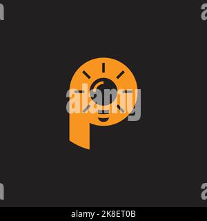 letter p shine light bulb simple logo vector Stock Vector