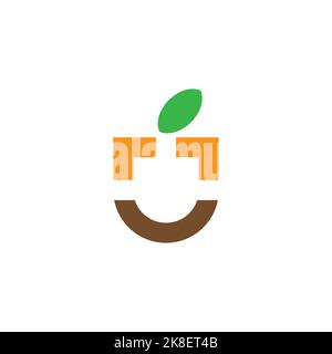 shovel plant simple colorful geometric logo vector Stock Vector