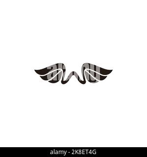 letter w wings imple geometric curves logo vector Stock Vector