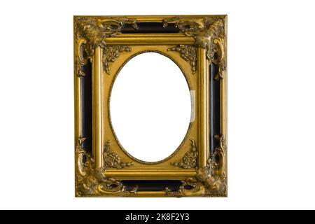 Gilded antique luxury frame, isolated on white. Stock Photo