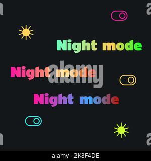 Gradient text - Night mode, vector rainbow style on dark background Stock Vector