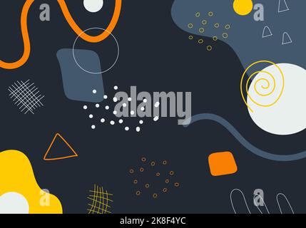 Abstract colorful doodle template design of kids artwork. Overlapping design decorative background. Illustration Stock Vector