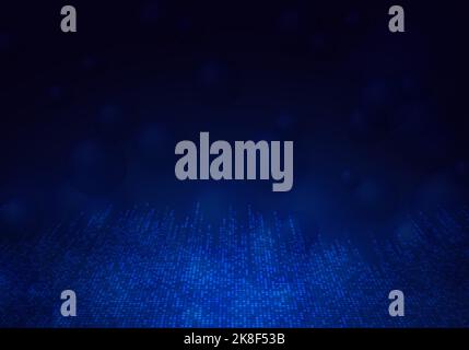 Abstract blue square tech pattern, futuristic template design. Overlapping with perspective artwork and blue bubbles decoration background. Vector Stock Vector