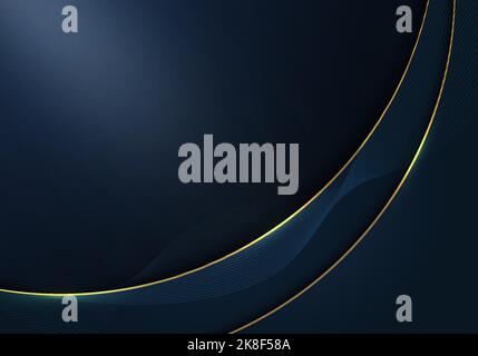 Abstract modern premium gradient blue template rounded design artwork with luxury gold design artwork background. Vector Stock Vector