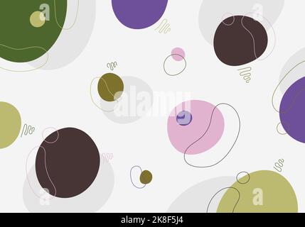 Abstract doodle colorful template design decorative artwork with minimal shape style. Overlapping of circles, draughty lines background. Illustrator Stock Vector