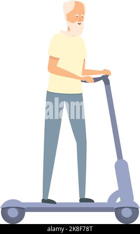 Electric scooter icon cartoon vector. Old people. Senior mobile Stock Vector