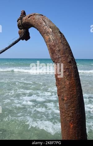 Ship Wreck on HaBonim Beach, Israel Stock Photo