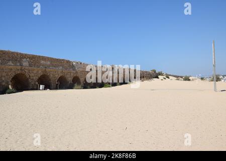 Hadrianic Aqueduct of Caesarea - Beit Hanania, Israel Stock Photo