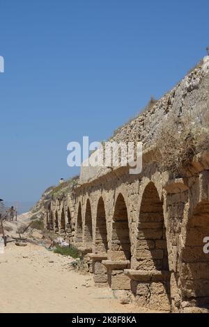 Hadrianic Aqueduct of Caesarea - Beit Hanania, Israel Stock Photo