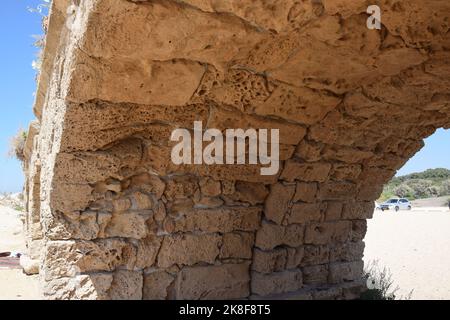 Hadrianic Aqueduct of Caesarea - Beit Hanania, Israel Stock Photo